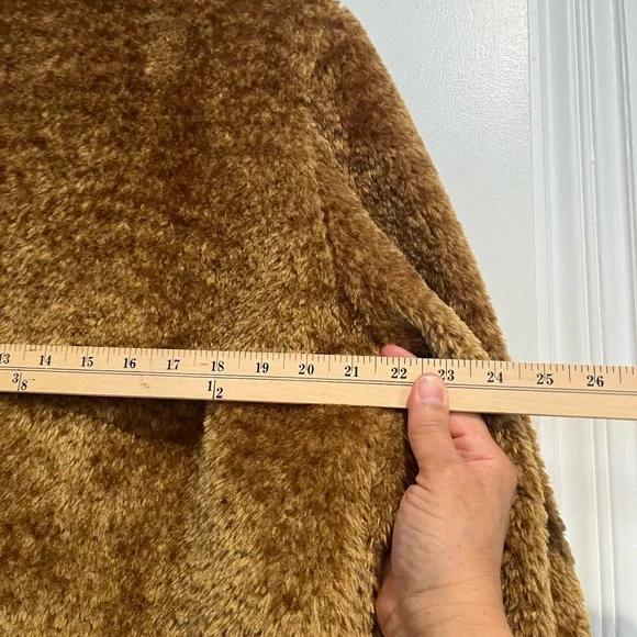 French‎ Connection Tan Faux Fur Teddy Jacket Sz. L - Picture 10 of 11